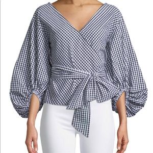 Club Monaco Riston Gingham wrap blouse